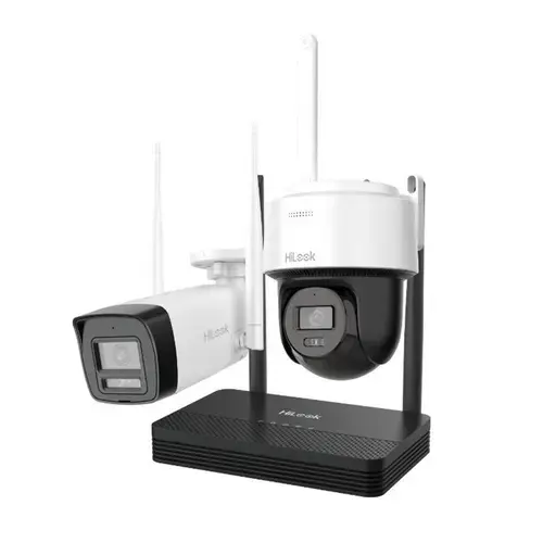 Kit supraveghere WiFi mixt HikVision HiLook IKS-2044BPH-PH/W, 4MP, 2.8 mm, IR 30 / 25 m, lumina alba 25 m, microfon, difuzor, detectie miscare, slot card