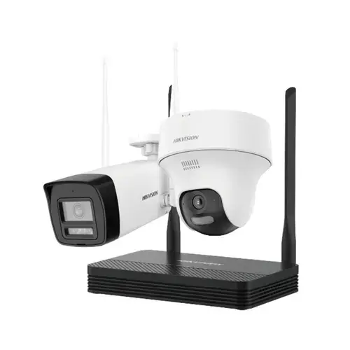 Kit supraveghere WiFi mixt HikVision HiLook IKS-2044BTH-PH/W, 4MP, 2.8 mm, IR 30 / 20 m, lumina alba 15 m, microfon, difuzor, detectie miscare, slot card