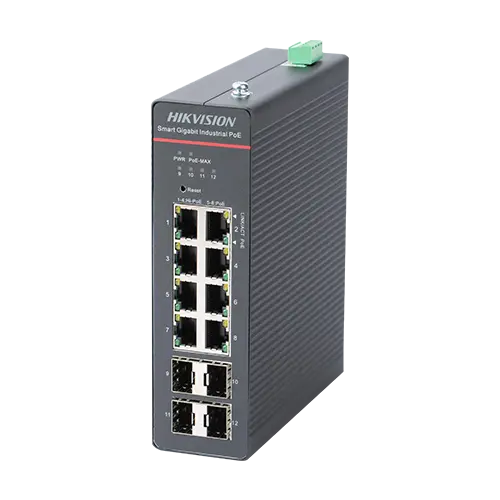 Kit Switch 8 x RJ45 Gigabit PoE 802.3af/at/bt, 4 x SFP Gigabit, Management, Sursa 75W - HIKVISION DS-3T1512HP-SI-8P4FKIT(75W)