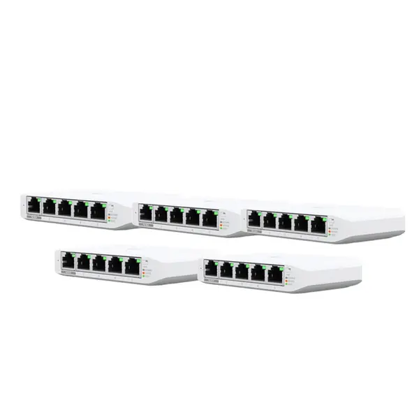 Kit switch Ubiquiti UniFi Switch Flex Mini, 5 Porturi Gigabit, 10 Gbps, L2 , PoE, cu management, 5 bucati