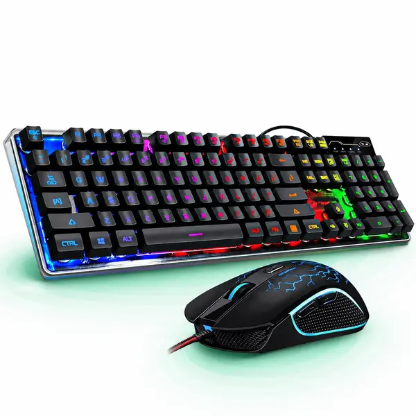 Kit Tastatura, Mouse Gaming RGB, 104 taste, Negru - Default Title