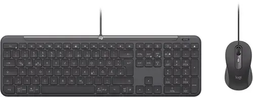 Kit tastatura si mouse Logitech Signature Slim Wired Combo MK620 Business, USB-C, 4000 DPI, Cabluri 1.8m, Layout US International (Negru)