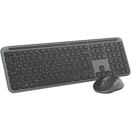Kit tastatura si mouse Logitech Wireless Signature Slim MK950 Business, 2.4GHz&Bluetooh, Easy-Switch, Flow, Layout US International (Gri)