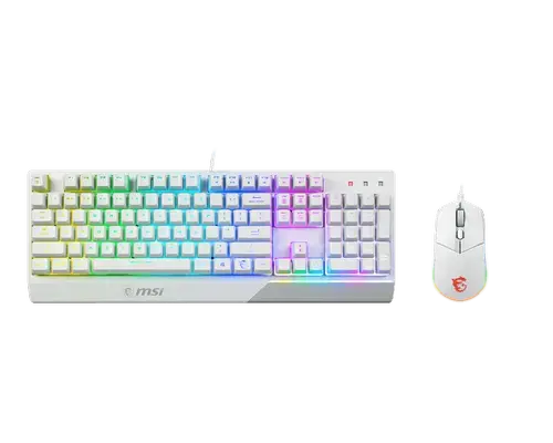 Kit Tastatura si mouse MSI VIGOR GK30 COMBO, layout UK, USB, iluminare RGB (Alb)