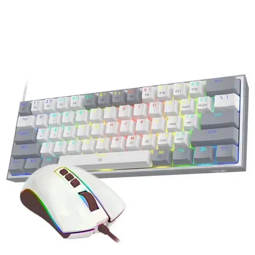 Kit Tastatura si Mouse Redragon Gaming Dynamic Duo, Iluminare RGB, USB (Alb/Gri)