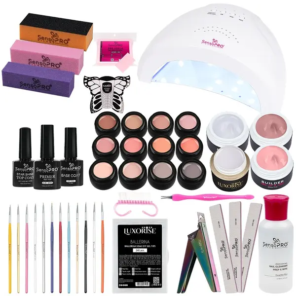 Kit Unghii False cu Gel UV - Promotie #55 + CADOU Set 12 Pensule Manichiura