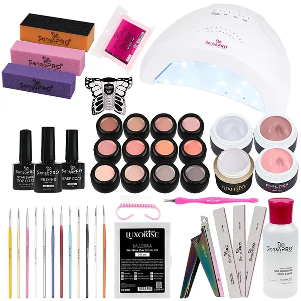 Kit Unghii False cu Gel UV - Promotie #55 + CADOU Set 12 Pensule Manichiura