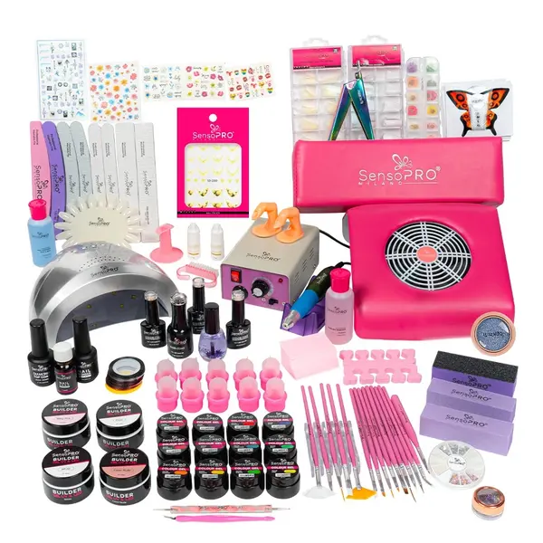 Kit Unghii False Duo cu Gel UV si Oja Semipermanenta SensoPRO Milano 10ml - Promotie #33 + CADOU