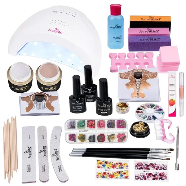 Kit Unghii Gel pentru Manichiura French - Promotie #53 + CADOU Set 4 Pensule
