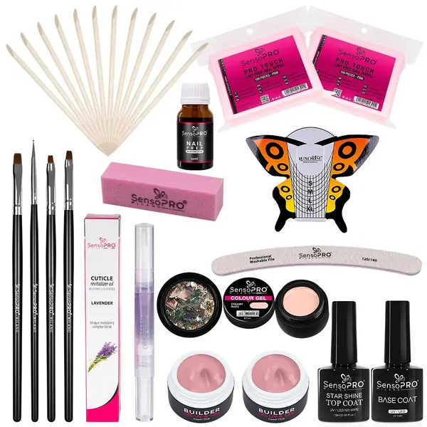 Kit Unghii Gel SensoPRO Milano fara Lampa UV PROMOTIE #25 + CADOU Set 4 Pensule