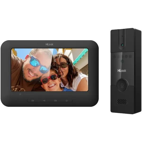 KIT videointerfon color Hikvision HiLook VI-K12P, montaj pe 4 fire, plug and play, negru