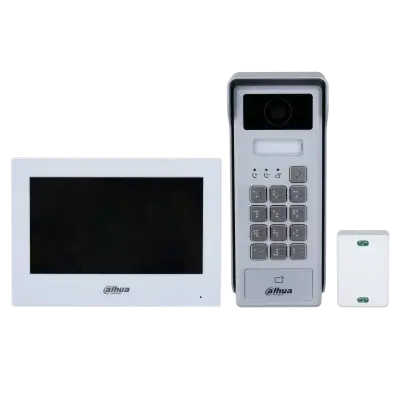Kit videointerfon Dahua KTX03 S2 2 fire cu Wi-Fi, ecran touchscreen 7 inch 1024x600, camera 2MP, IR, control acces cu card si parola, aplicatie mobila, IP65 IK08, KTX03