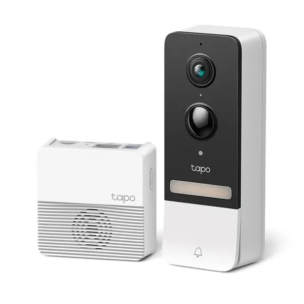 Kit videointerfon exterior IP WiFi TP-Link TAPO D230S1, 5 MP, IR 7.6 m, microfon si difuzor, slot card, aparent, detectie smart, PIR, baterie 6700 mAh, vizualizare de pe telefon