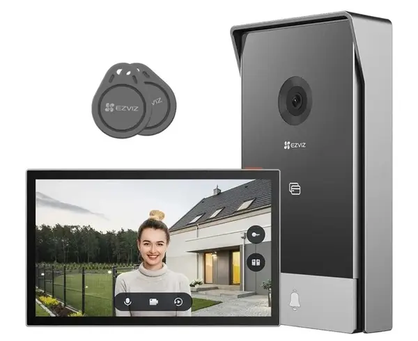 Kit videointerfon EZVIZ HP5, 2MP, Wi-Fi 6, monitor 7 inch, RFID, comunicare bidirectionala, control aplicatie, slot microSD, CS-HP5(2MP)