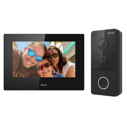 Kit videointerfon Hikvision HiLook VI-K43P, 2MP, ecran 7, PoE, IR 3m, slot card, montare aparenta, IP65