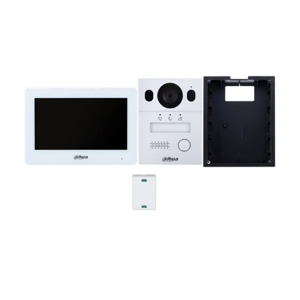 Kit videointerfon pe doua fire WiFi Dahua KTX01(F), 2 MP, 7 inch, 2.4 GHz, 2 fire,slot card