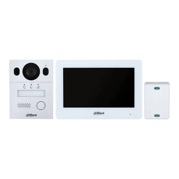 KIT Videointerfon Wi-Fi Hybrid Dahua DHI-KTX01(S), 2MP, 7 inch TFT capacitive, conexiune cu 2 fire, IP65, IK07, control acces, montaj aplicat