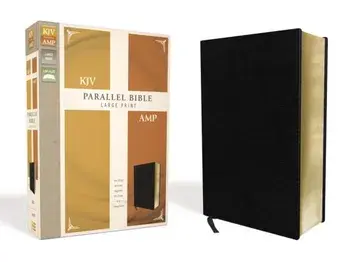 KJV, Amplified, Parallel Bible, Large Print, Bonded Leather, Black, Red Letter Edition: Two Bible Versions Together for Study and Comparison/Zondervan