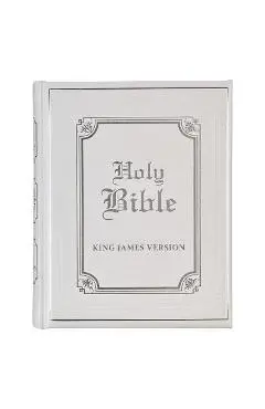 KJV Holy Bible, Classically Illustrated Heirloom Family Bible, Faux Leather Hardcover - Ribbon Markers, King James Version, White/Silver - Christianart Gifts