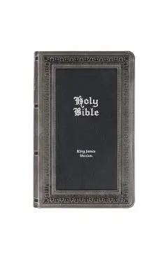 KJV Holy Bible, Giant Print Standard Size Faux Leather Red Letter Edition - Thumb Index & Ribbon Marker, King James Version, Gray/Black - Christian Art Gifts