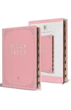 KJV Holy Bible, Giant Print Thinline Large Format, Pink Premium Imitation Leathe R with Ribbon Marker, Red Letter, and Thumb Index - Origin