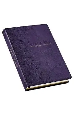 KJV Holy Bible, Thinline Large Print Faux Leather Red Letter Edition - Thumb Index & Ribbon Marker, King James Version, Purple Floral - Christian Art Gifts