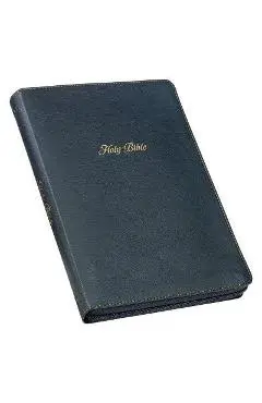KJV Holy Bible, Thinline Large Print Faux Leather Red Letter Edition - Thumb Index & Ribbon Marker, King James Version, Black, Zipper Closure - Christian Art Gifts
