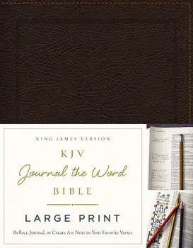 KJV, Journal the Word Bible, Large Print, Bonded Leather, Brown, Red Letter Edition: Reflect, Journal, or Create Art Next to Your Favorite Verses, Hardcover/Thomas Nelson