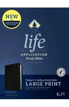 KJV Life Application Study Bible, Third Edition, Large Print (Red Letter, Bonded Leather, Black, Indexed) - Tyndale