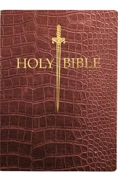 KJV Sword Bible, Large Print, Walnut Alligator Bonded Leather, Thumb Index: (Red Letter, Burgundy, 1611 Version) - Whitaker House