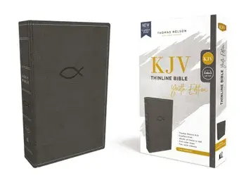 Kjv, Thinline Bible Youth Edition, Leathersoft, Gray, Red Letter Edition, Comfort Print, Paperback/Thomas Nelson
