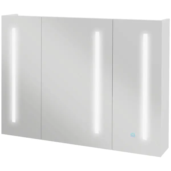 Kleankin Dulap cu Oglindă LED pentru Baie, USB, Raft Reglabil, 90x15x70cm, Alb Lucios | Aosom Romania