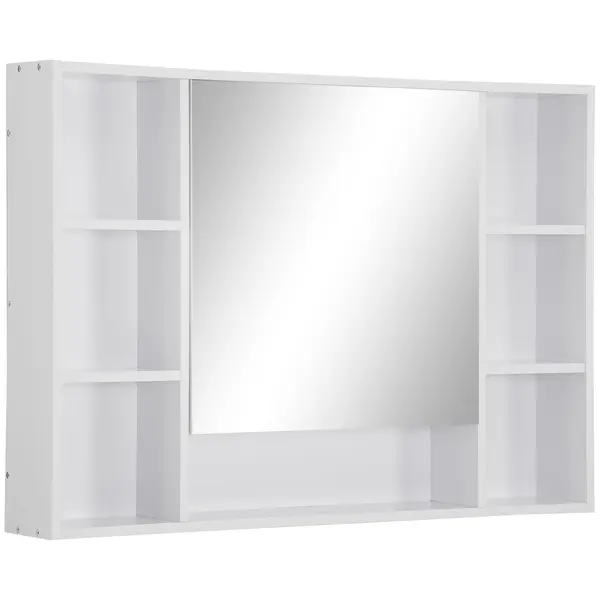 Kleankin Dulap cu Oglindă pentru Baie, Spațiu de Depozitare cu Rafturi, 100x15x70cm, Design Modern, Alb | Aosom Romania