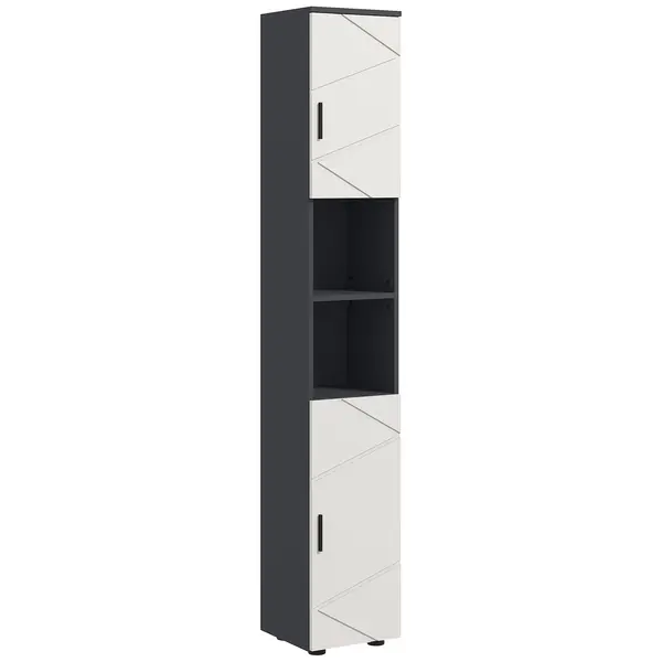 kleankin Dulap de Baie, Badschrank, Rafturi Reglabile, Pl?ci din Lemn Comprimat, Gri Deschis | Aosom Romania