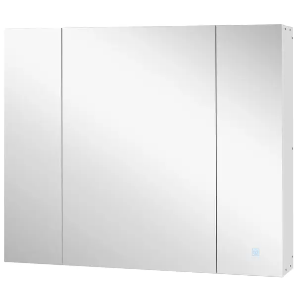 kleankin Dulap pentru baie cu oglindă Lumini LED Rafturi reglabile și USB Stil modern 90x15x75 cm Alb | Aosom Romania