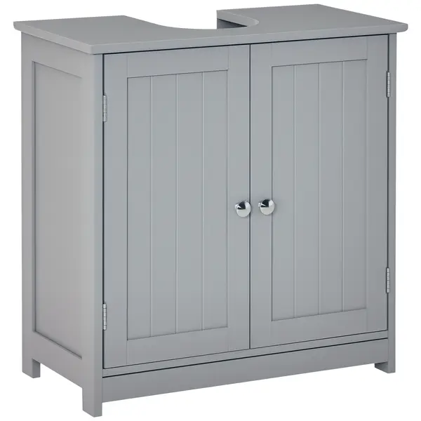 kleankin Mobilier baie sub chiuvetă - mobilier sub-vasă - dulap 2 uşi cu raft 60L x 30l x 60H cm - din lemn Gri | Aosom Romania