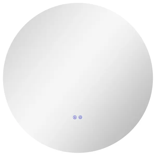 Kleankin Oglinda de Baie Rotunda cu Lumina LED in 3 Culori si intrerupatoare Touch, Ø70x3.5 cm, Transparent | Aosom Romania