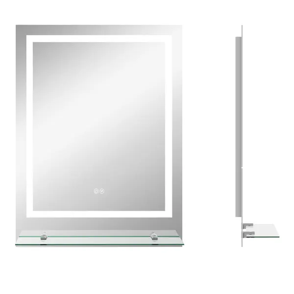 kleankin Oglindă LED dreptunghiulară pentru perete, baie 70 x 50 cm | Aosom Romania
