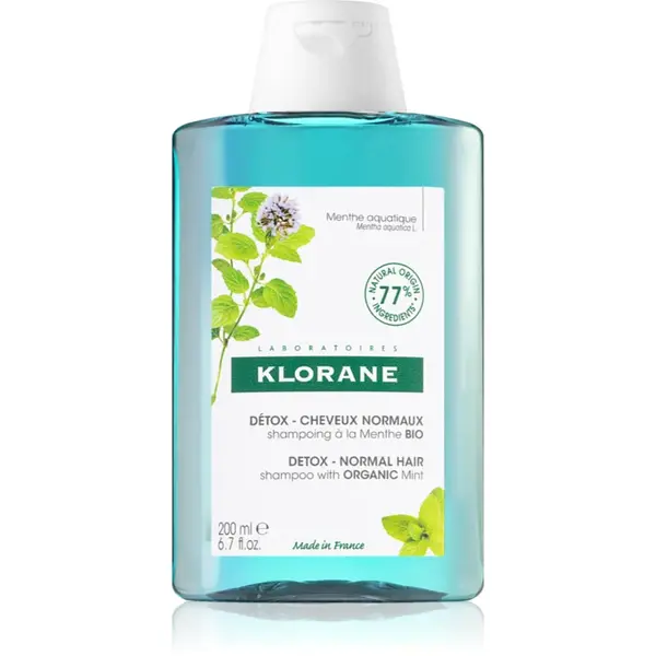 Klorane Organic Mint șampon detoxifiant pentru curățare pentru par normal 200 ml