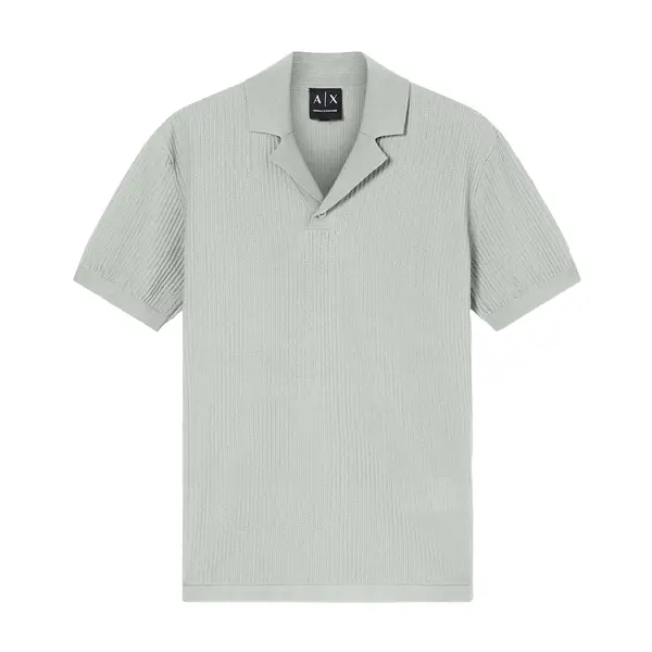 Knitted polo shirt lapel collar green Xl