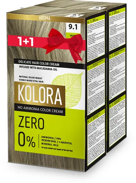 Kolora Zero Vopsea de păr, 9.1 Cenușă argintie, 2 buc