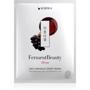 KORIKA FermentBeauty Anti-wrinkle Face Sheet Mask with Fermented Wine and Hyaluronic Acid mască facială de pânză cu efect anti-rid, cu vin fermentat și acid hialuronic