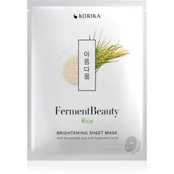 KORIKA FermentBeauty Brightening Face Sheet Mask with Fermented Rice and Hyaluronic Acid mască facială de pânză cu efect iluminator, cu orez fermentat și acid hialuronic