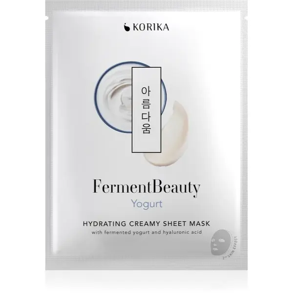 KORIKA FermentBeauty Hydrating Face Sheet Mask with Fermented Yogurt and Hyaluronic Acid mască facială de pânză cu efect hidratant, cu iaurt fermentat și acid hialuronic 23 g