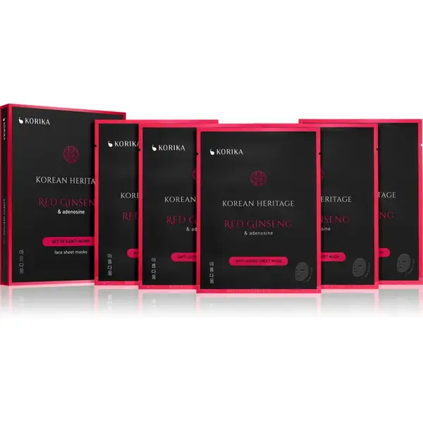 KORIKA Korean Heritage Red Ginseng & Adenosine Anti-aging Sheet Mask set de măști de față la un preț mai avantajos anti-imbatranire si de fermitate a pielii