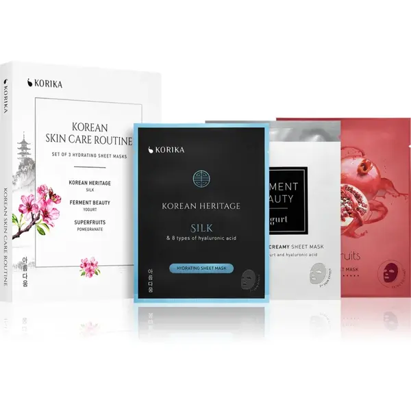 KORIKA KOREAN SKIN CARE ROUTINE SET OF 3 HYDRATING SHEET MASKS set cu efect de hidratare