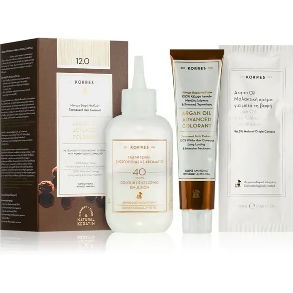 Korres Argan Oil Culoare permanenta pentru par cu ulei de argan culoare 12.0 Special Blonde 50 ml