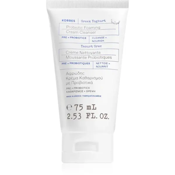 Korres Greek Yoghurt Probiotic Foaming Cream Cleanser spuma demachianta cu o textura cremoasa cu probiotice 75 ml