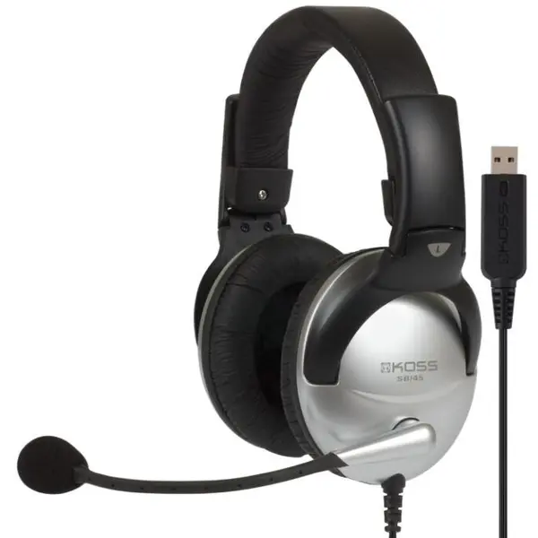 Koss Casti Koss SB45 USB Headsets, Over-Ear, Cu fir, Microfon, Argintiu/Negru