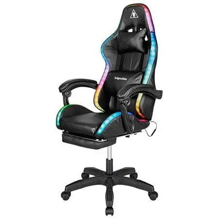 Kruger&Matz Scaun Gaming Kruger & Matz GX-150, greutate maxima 150 kg, iluminare LED RGB, piele ecologica, Negru